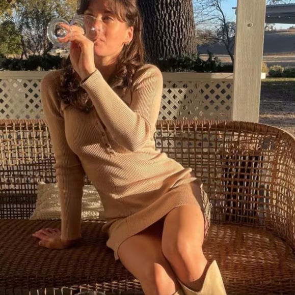 Araminta James Fall Camel Knit Sweater Dress - Picture 5 of 10